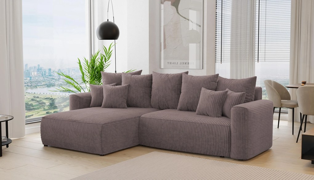 Rohová sedačka Baria (L) (tmavohnedá). Akcia -20%. Vlastná spoľahlivá doprava až k Vám domov. 1133083