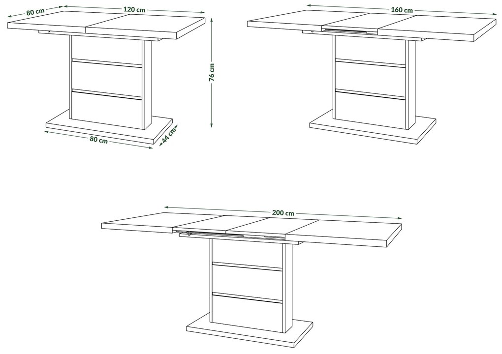 Mazzoni PIANO svetlý betón / biele vložky - moderný rozkladací stôl do 200 cm
