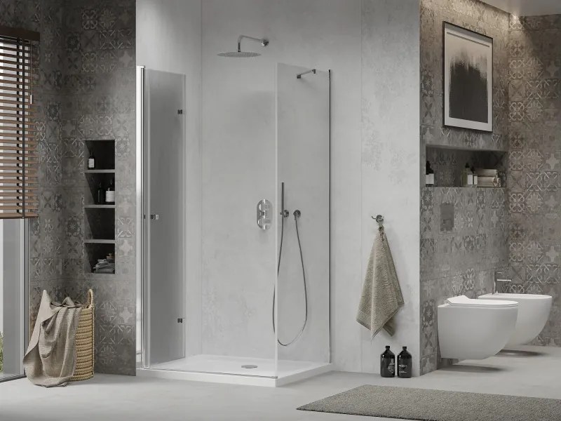 Mexen Lima sprchovací kút 80x100cm, 6mm sklo, chrómový profil - číre sklo + Slim sprchová vanička - 856-080-100-00-00-4010