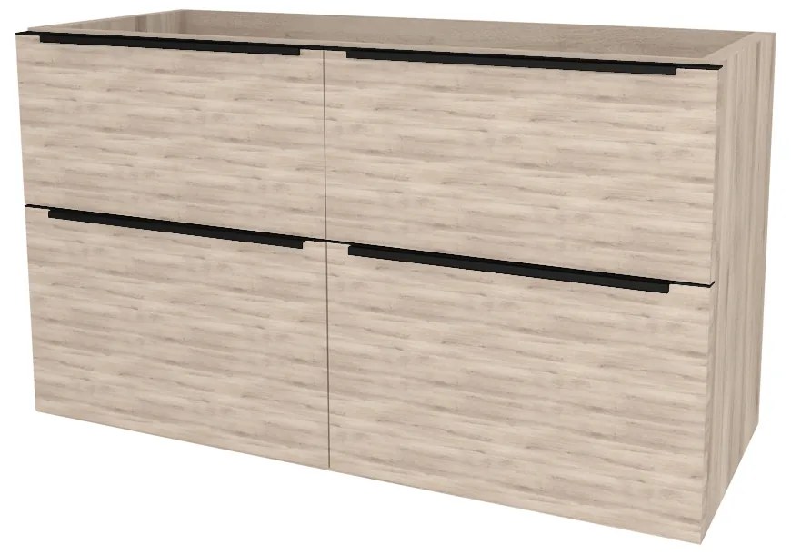 Mereo, Mereo Mailo, kúpeľňová skrinka 121 cm, čierne madlo, Multidecor, Dub Kronberg svetlý, MER-CN593SBDKRS