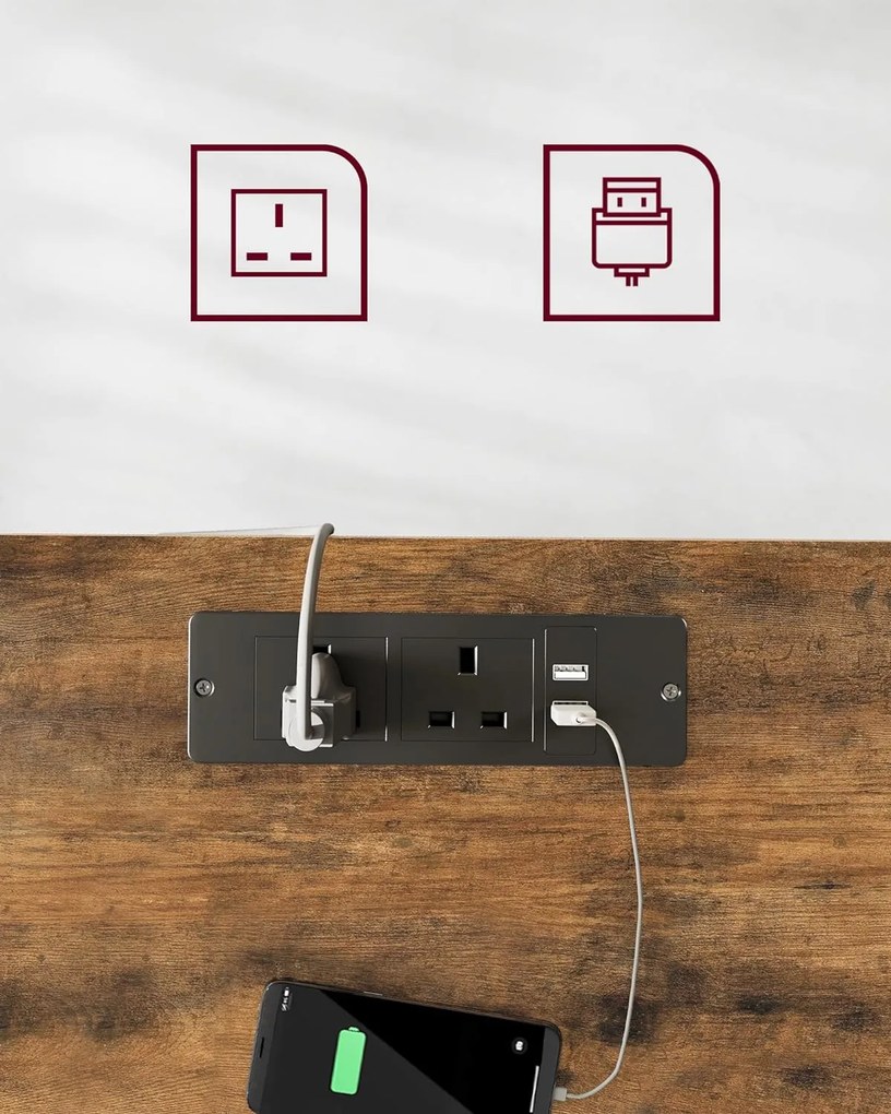 Výškovo nastaviteľný elektrický pracovný stôl Vasagle Pomeras hnedý/čierny
