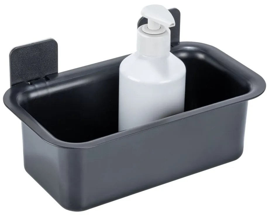 Čierna plastová kúpeľňová polička bez vŕtania Parma – Allstar