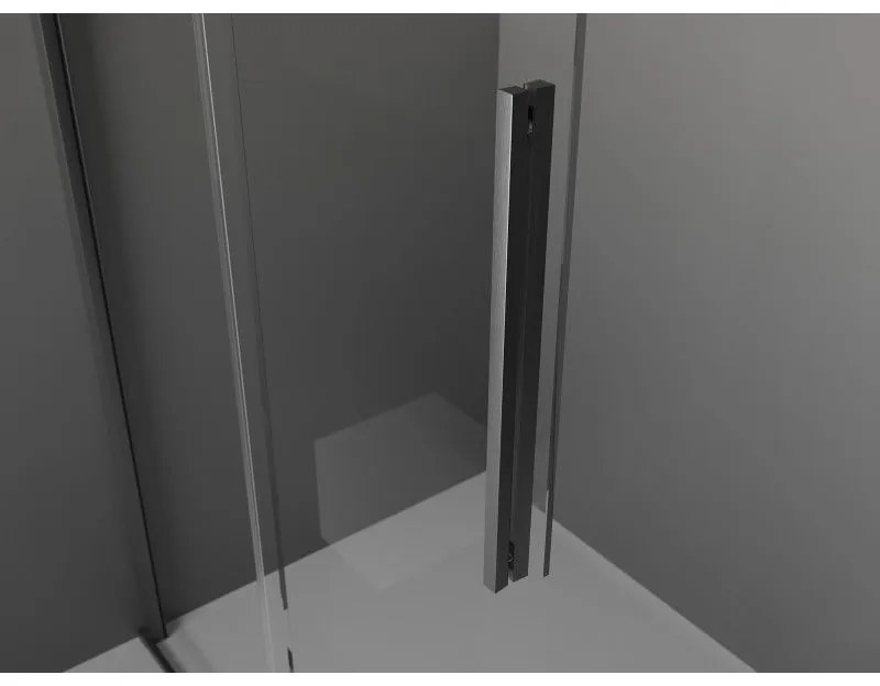 Mexen Velar, sprchová zástena s posuvnými dverami Walk-in 90 x 200 cm, 8mm sklo námraza, grafit brúsený, 871-090-000-33-66