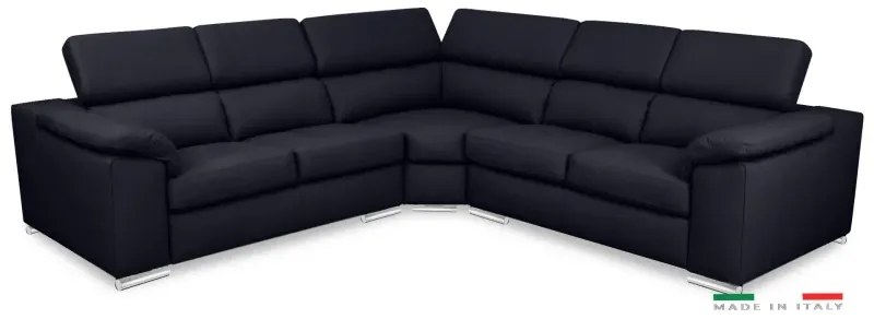 Kožená rohová sedacia súprava LOREN II XL, tm. modrá (madras - 106 dark blue)