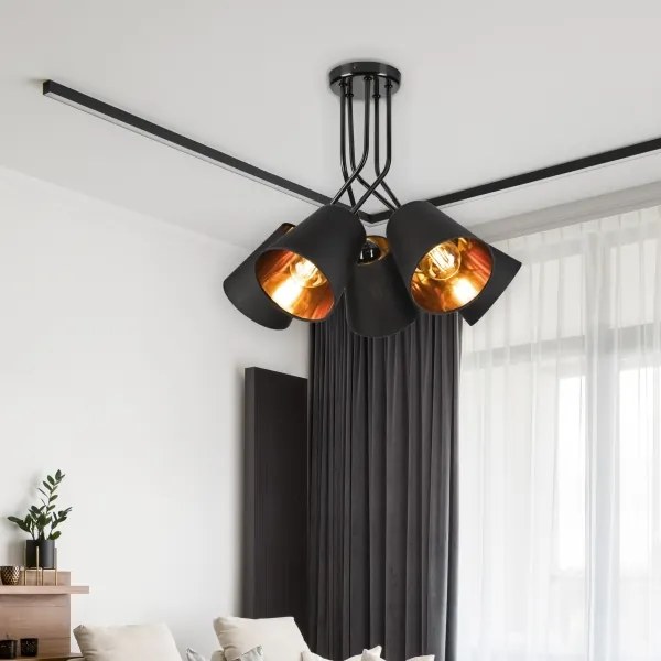 Luster na tyči IRMA 5xE27/60W/230V čierna