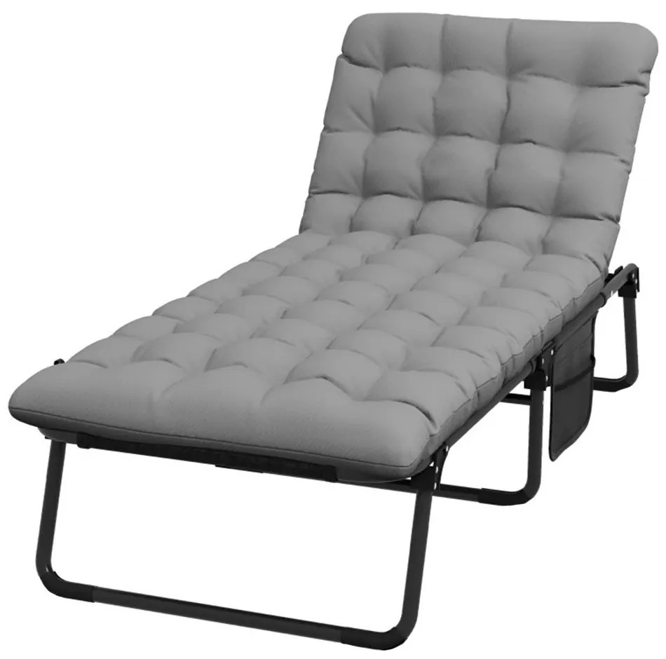 Skladacia kempingová posteľ s nastaviteľnou opierkou hlavy, s matracom v dvoch farbách