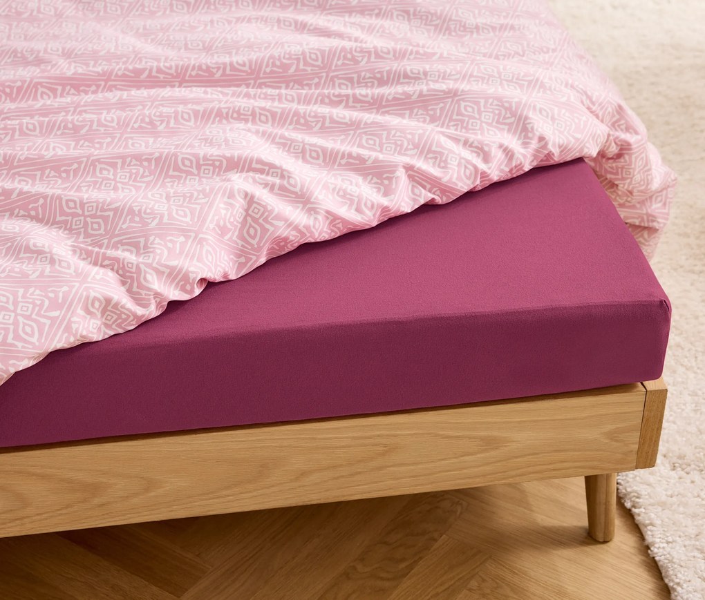 Džersejová napínacia plachta, dvojlôžko, vínová