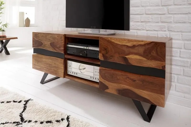IIG -  Masívny TV stolík AMAZONAS 160 cm hnedé sheeshamové drevo