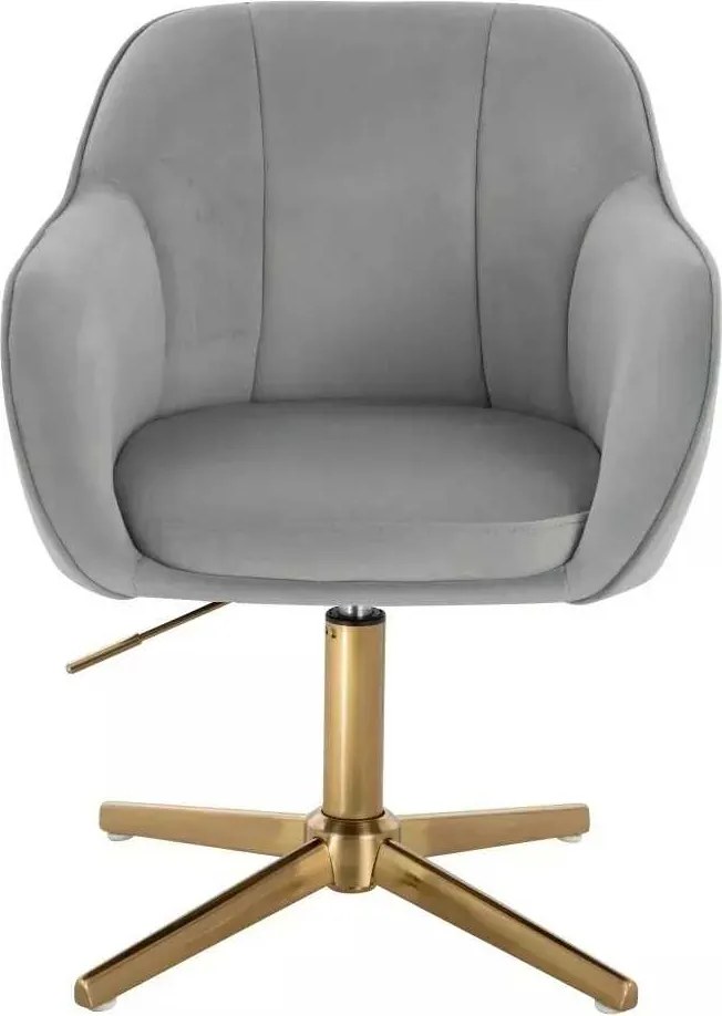 LuxuryForm DESIGN Stolička AVOLA VELUR na zlatom kríži - svetlo šedá