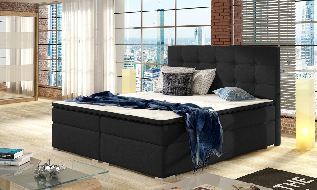 Moderná box spring posteľ Izabela 180x200, čierna