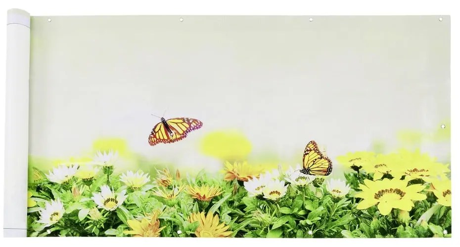Žlto-zelená plastová balkónová zástena 500x85 cm Butterfly - Maximex