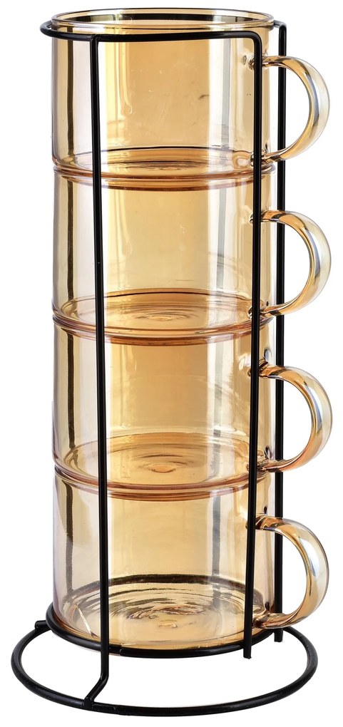 Sada 4 ks skleněných hrnků PETER HONEY 350 ml žlutá