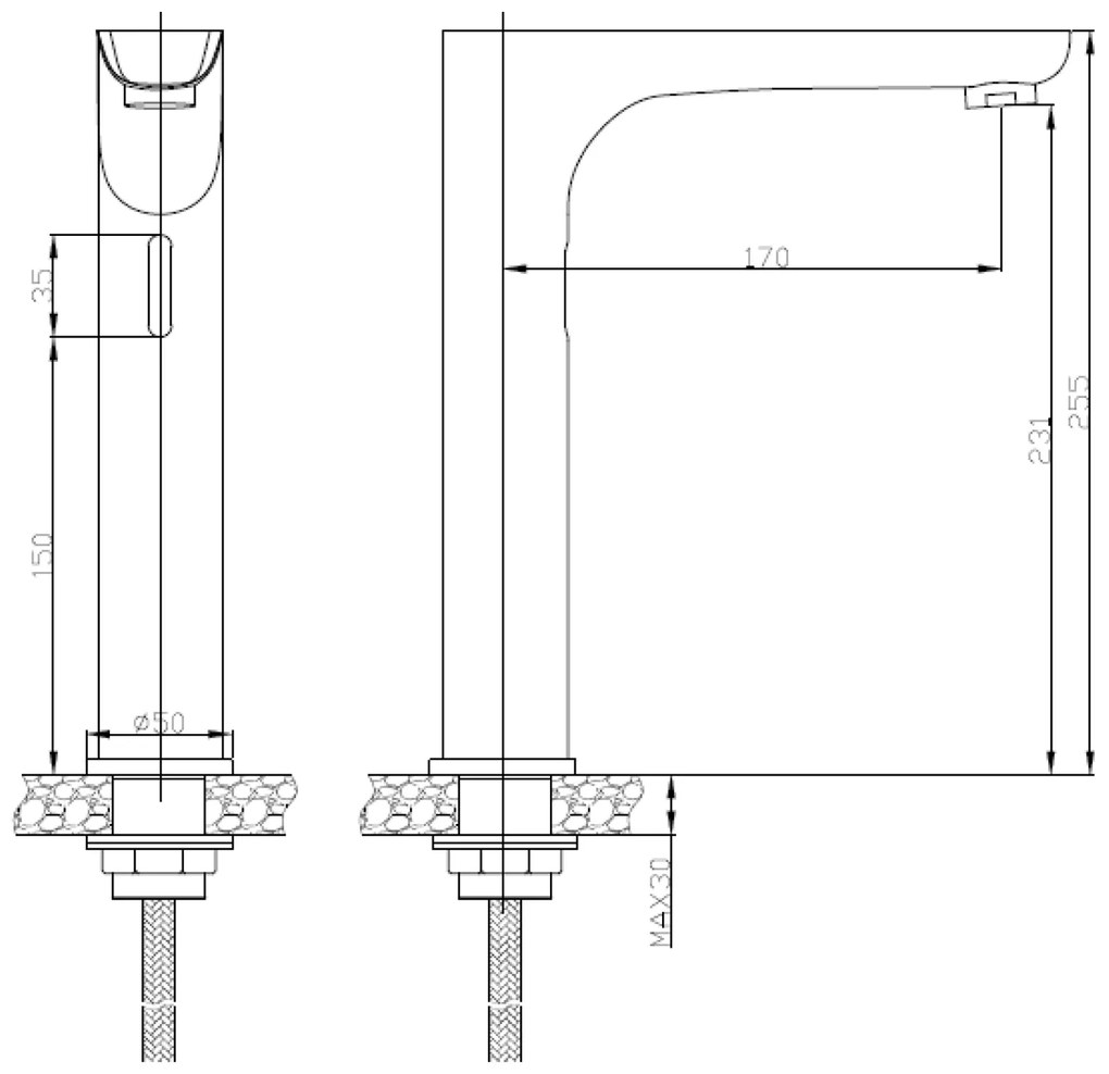 CREAVIT CREAVIT, Stojánková senzorová batéria vysoká 230V AC / 6V DC (4xAA), chróm, BT.ES6500