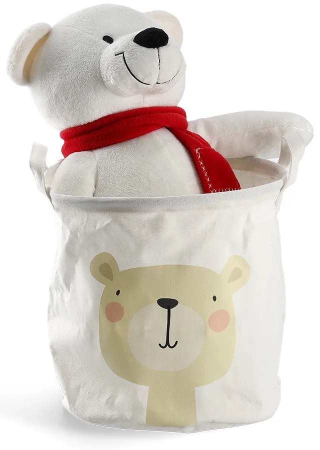 Textilný úložný vak, vrece, kôš na hračky, MEDVÍDEK