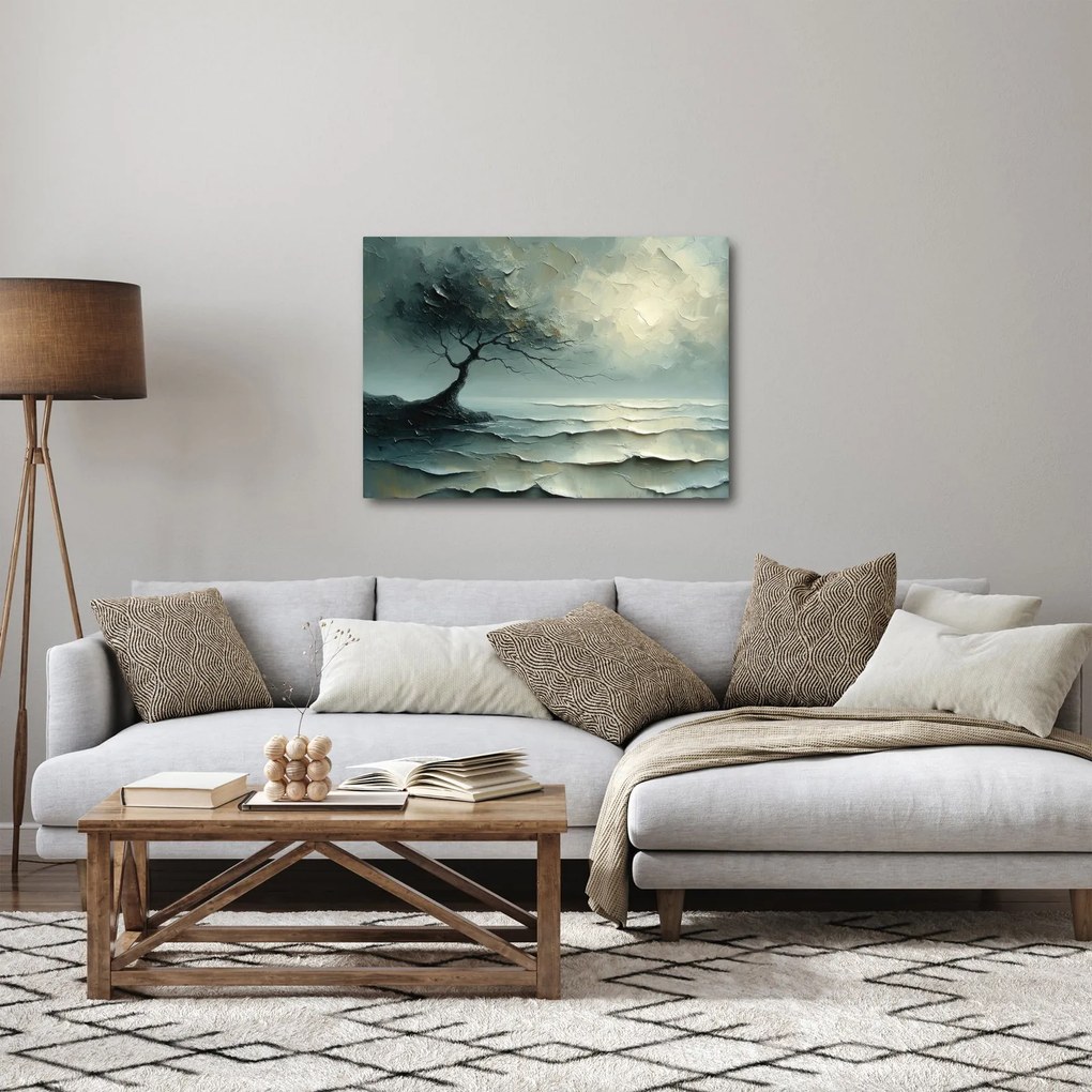 Obraz - Olejomaľba stromu s oceánom (70x50 cm)