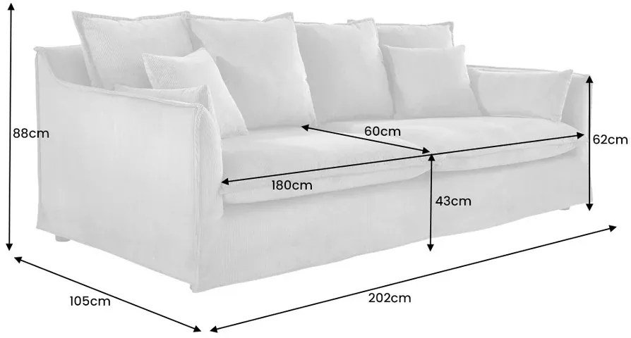 Trojmiestna pohovka HEAVEN 200cm - bežová látka
