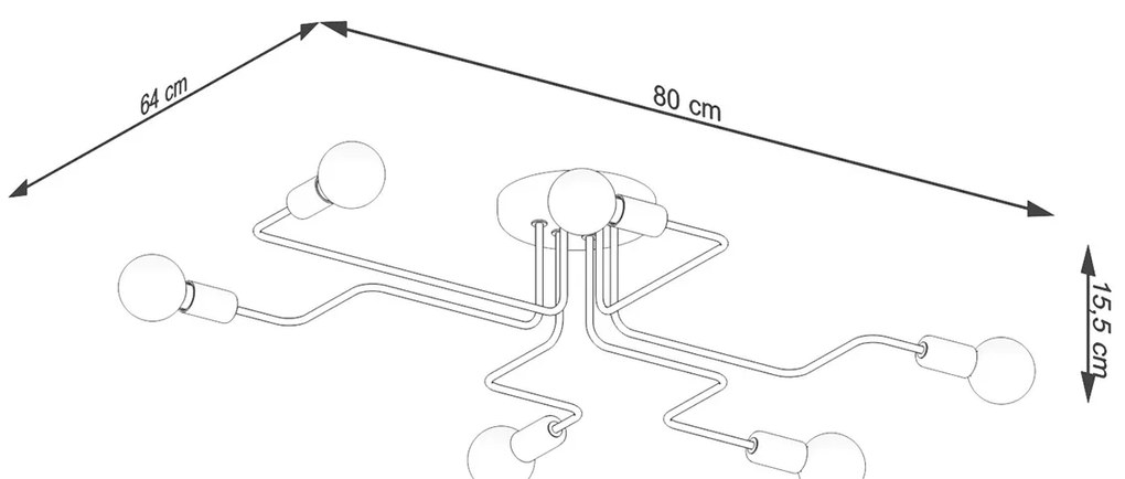 Stropné svietidlo Vector 6, biele telo svietidla