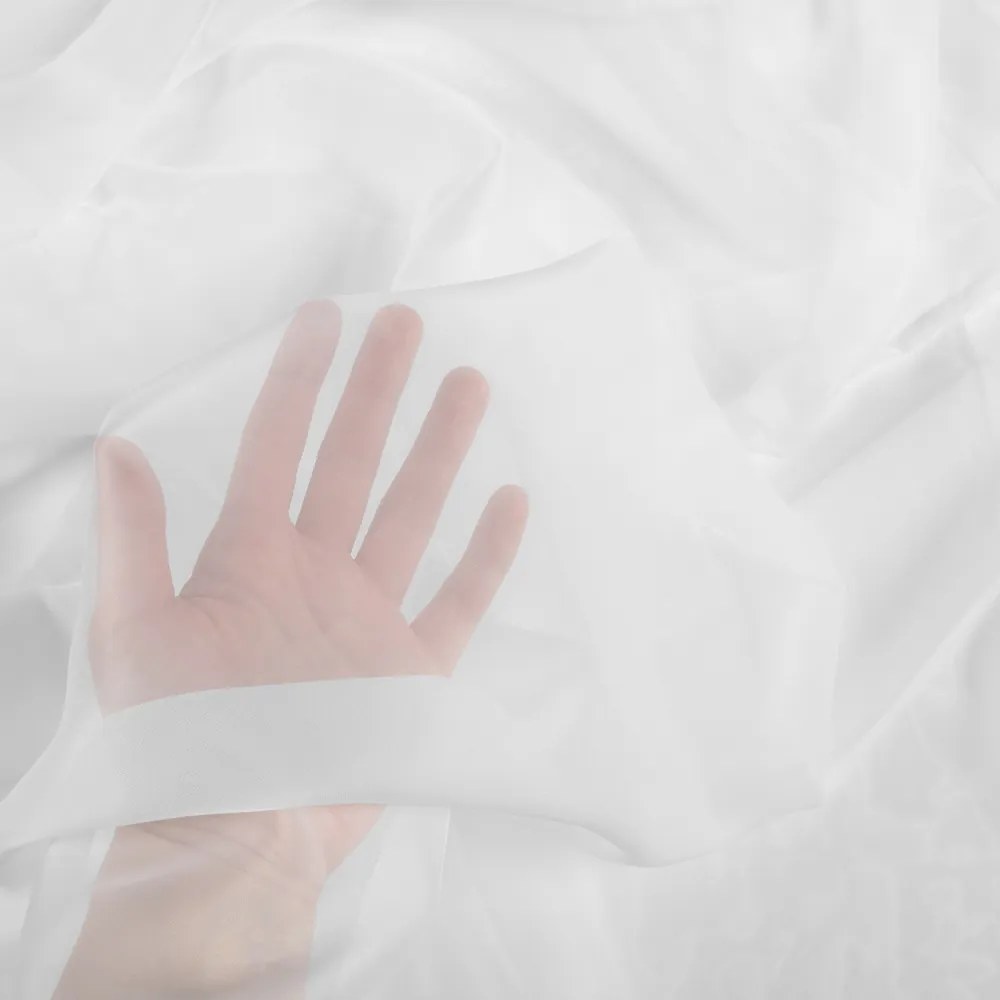 Voál biely hladký s olovkom ZAC-015 výška 365 cm Iba metráž