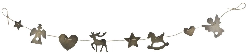 Mosadzná antik závesná girlanda s 8 figúrkami - 6*105 cm