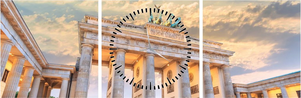 Obraz - Brandenburská brána, Berlín, Nemecko (s hodinami) (90x30 cm)