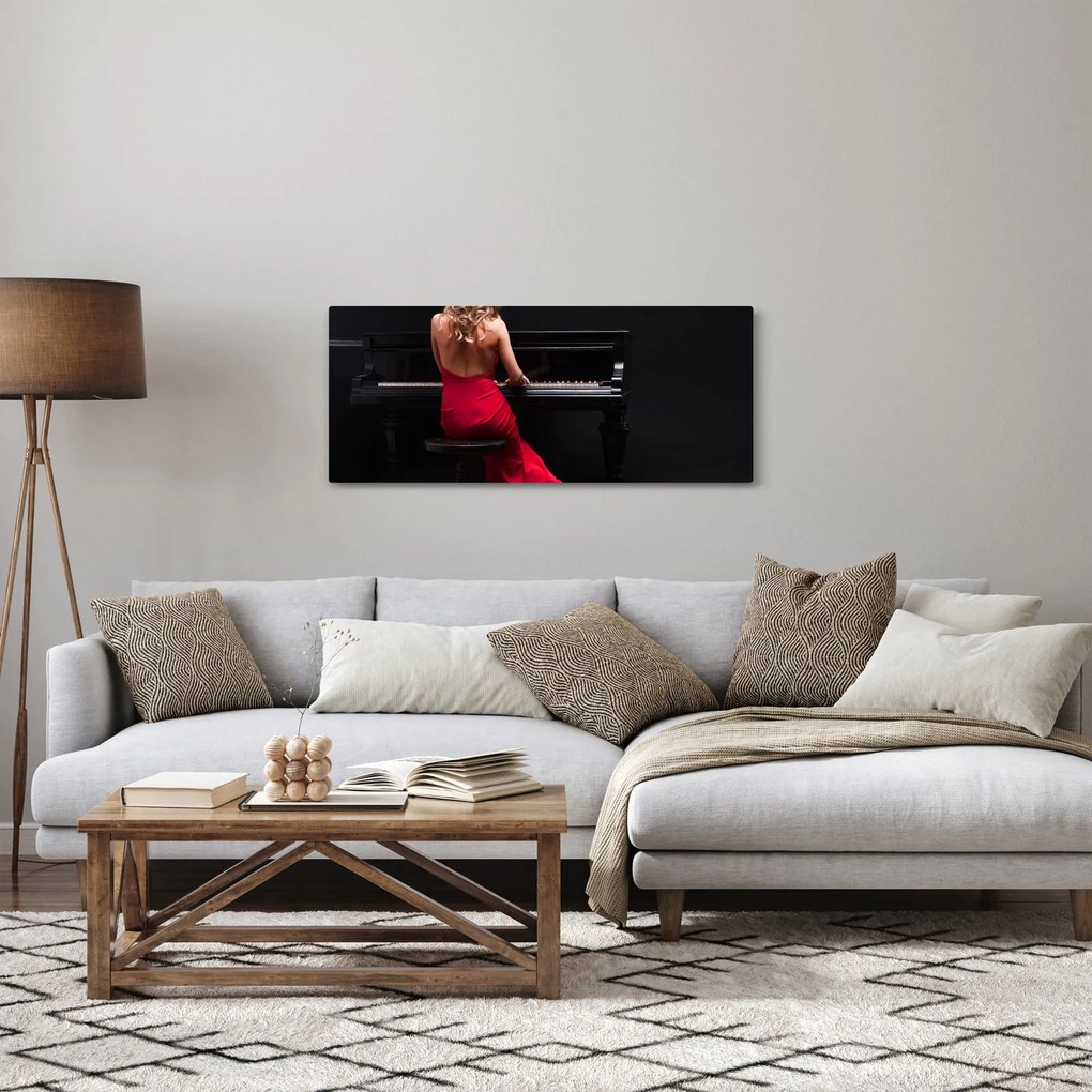 Obraz ženy hrajúce na klavír (120x50 cm)