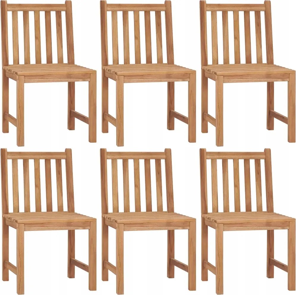 vidaXL Záhradné stoličky 6 ks, s vankúšmi, masívne teakové drevo