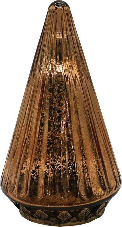 Medený sklenený dekoračný svietiaci stromček LED Tree - Ø 11*19 cm