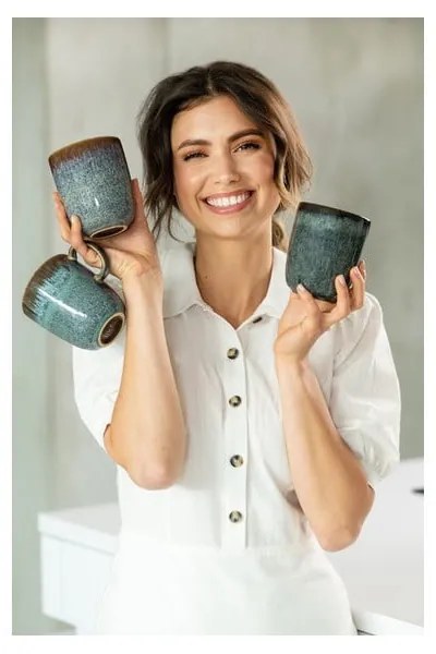 Tyrkysovo-hnedý kameninový hrnček Villeroy &amp; Boch Like Lave, 400 ml