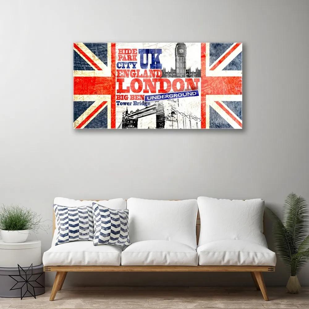 Skleneny obraz Londýn vlajka umenie 100x50 cm