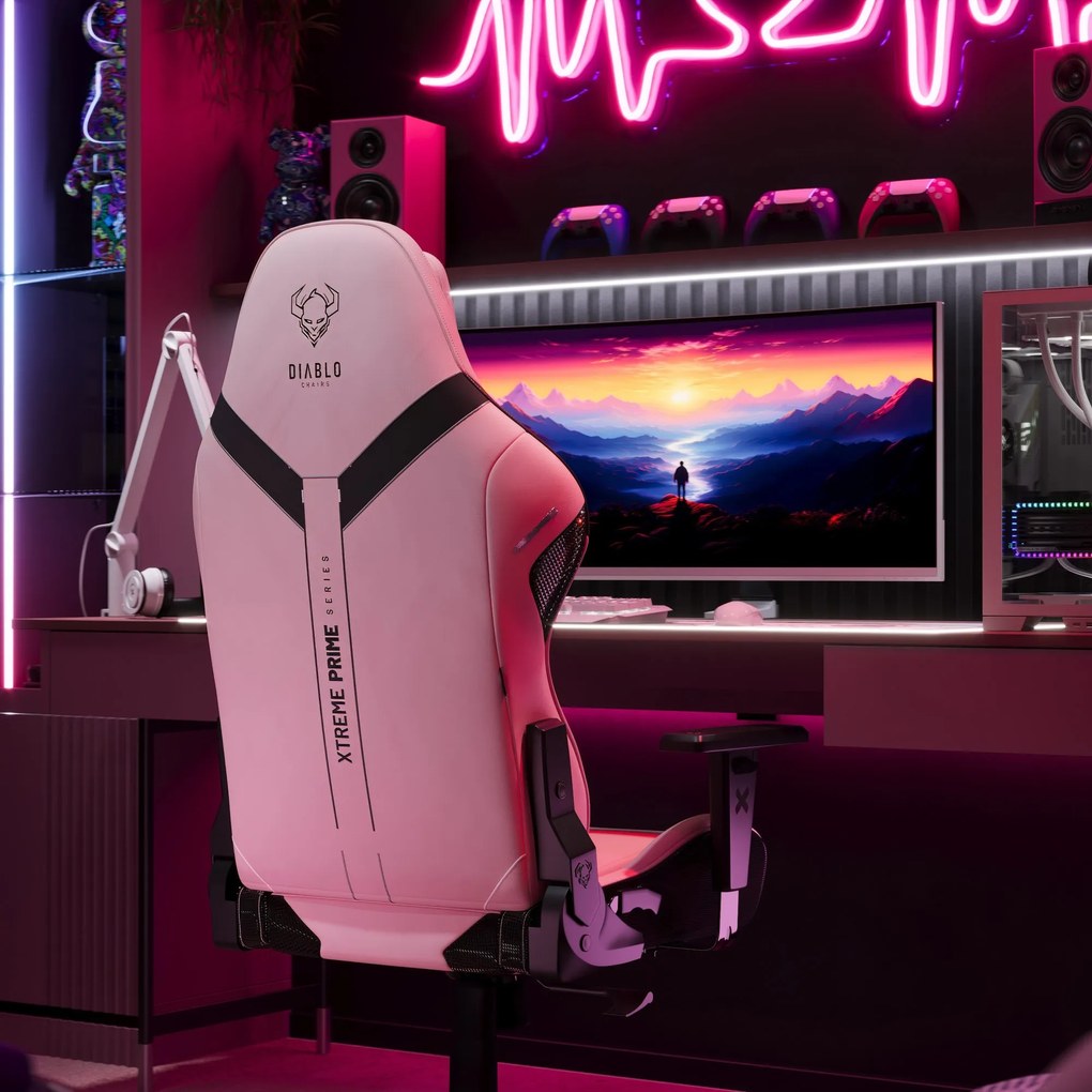 Herné kreslo Normal Size, čierno-ružovej farbe: Diablo X-One Prime Akira Pink