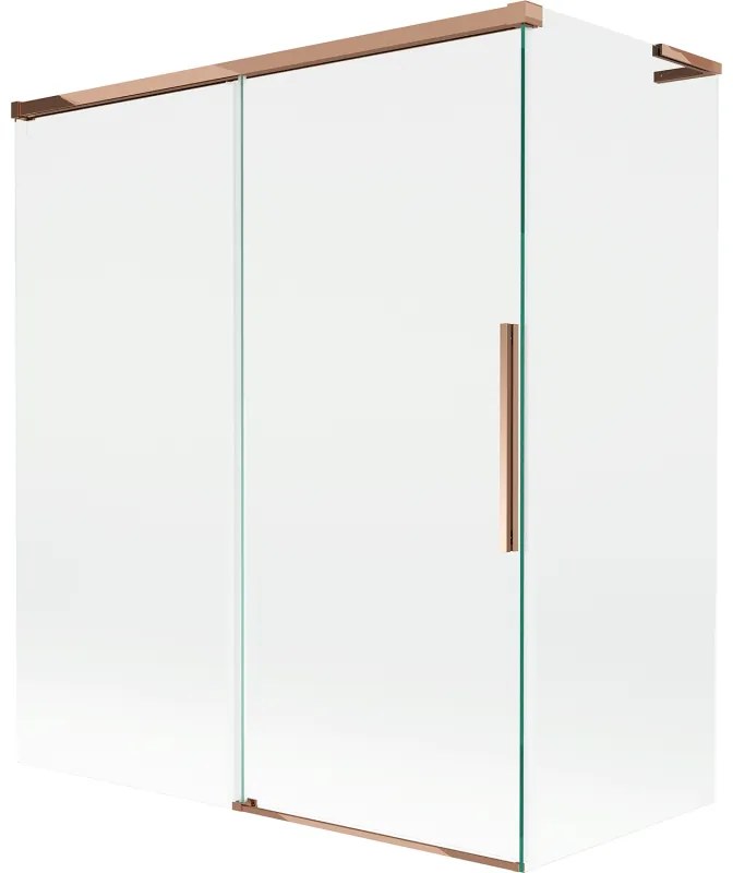 Mexen Rox, L posuvná 2-krídlová vaňová zástena 140 + 70 x 150 cm, 8mm číre sklo, ružové zlato profil, 8C9L-140-070-60-00