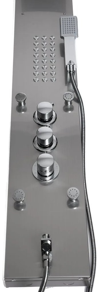 Sprchový rohový panel CASCADA 5v1 - s termostatom a výtokom do vane - chrómový matný