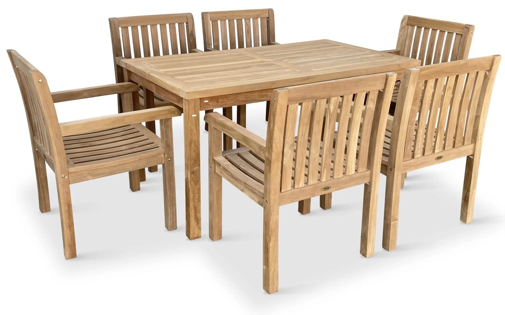 Noela Záhradný teakový set Garden I + 6x kreslo Kingsbury