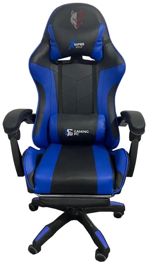 JAKS Herná stolička modrá eko koža FG02