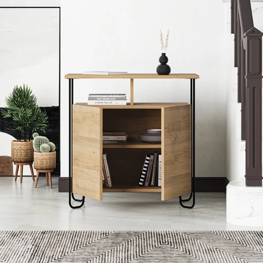 Skrinka v dekore duba v prírodnej farbe 80x80 cm Dilly – Marckeric