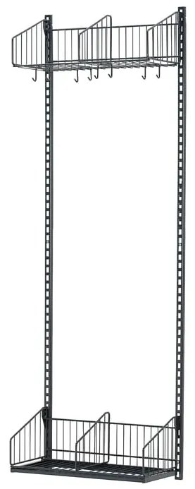 Nástenný vešiak so stojanom na topánky TRÅD, základná sekcia, 600x2000 mm, tmavošedá