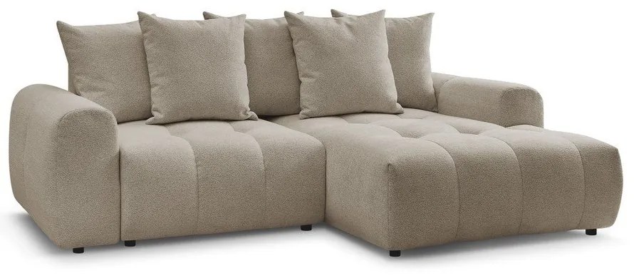 Béžová ženilková rozkladacia/s úložným priestorom rohová pohovka (pravý roh/s leňoškou) Roxelane – Bobochic Paris