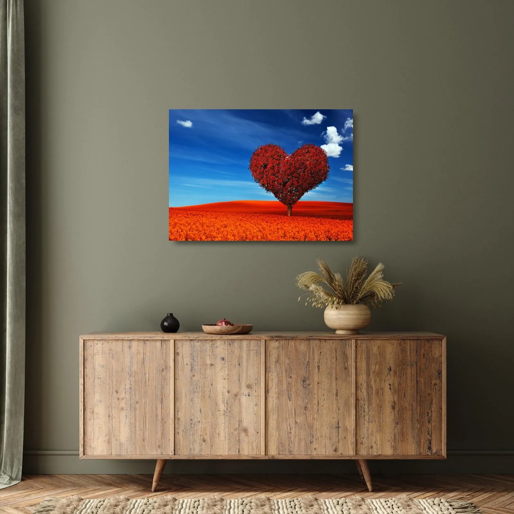 Sklenený obraz - Srdce zo stromu (70x50 cm)