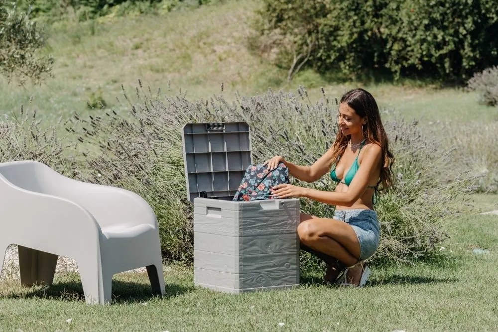 WOODYS záhradný plastový úložný box 90 L, svetlo šedá