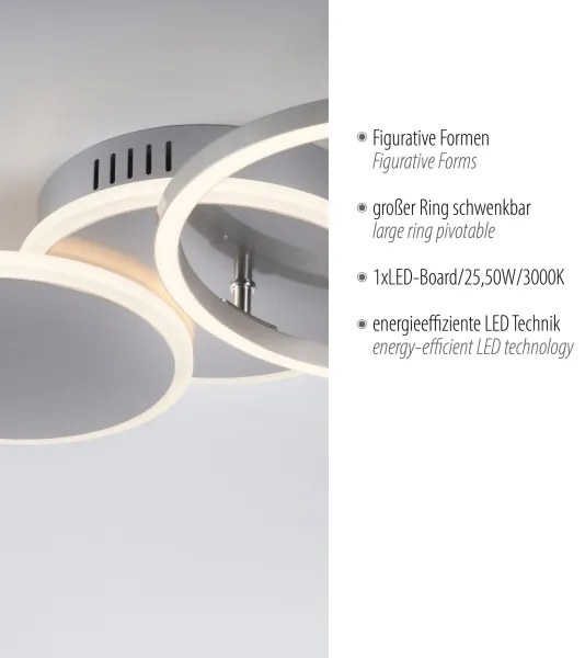 Leuchten Direkt 14116-55 - LED Stropné svietidlo LED/25,5W/230V matný chróm