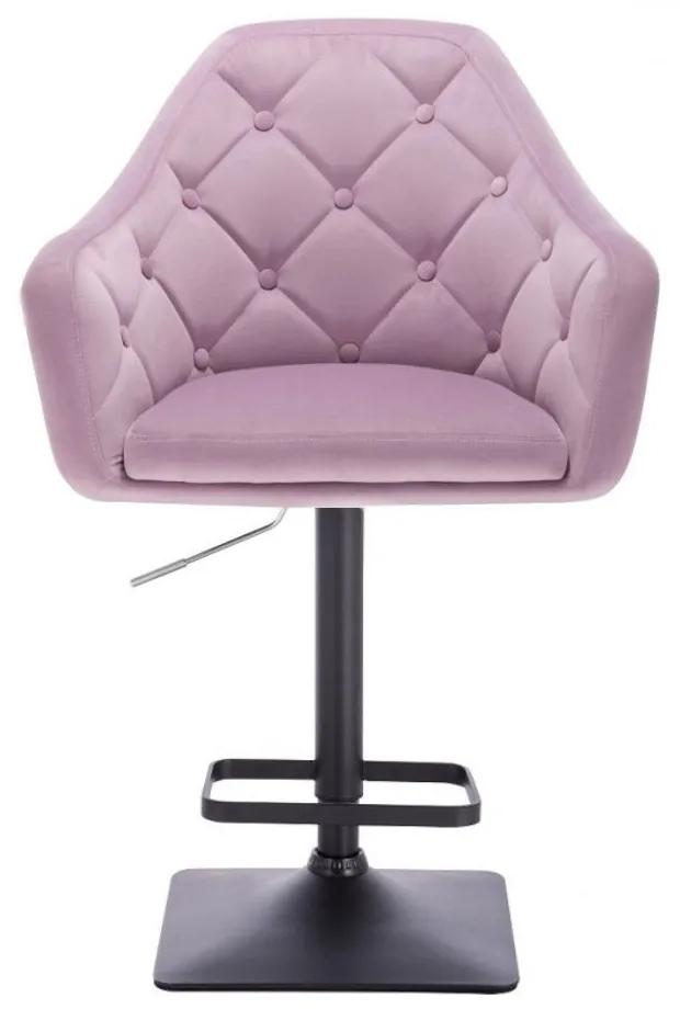 LuxuryForm Barová stolička ANDORA VELUR na čierne podstave - fialová