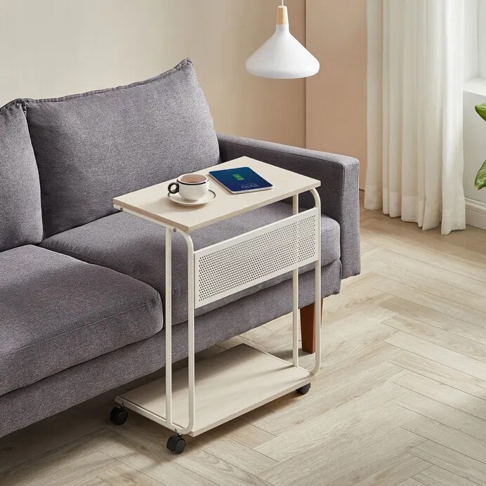 Autronic BONTEC Odkladací stolík 55x32x66cm, mdf, bielený dub, AKF-E1012 CRM Farba: Béžová