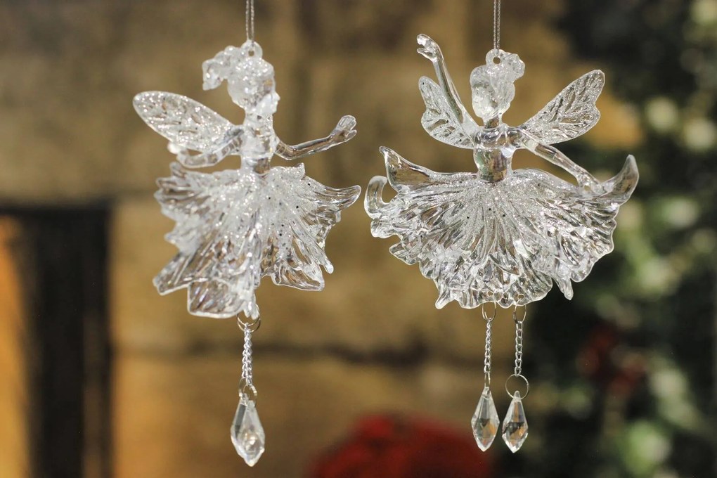 EWALDS Priesvitné vianočné ozdoby baletky 2ks 15cm