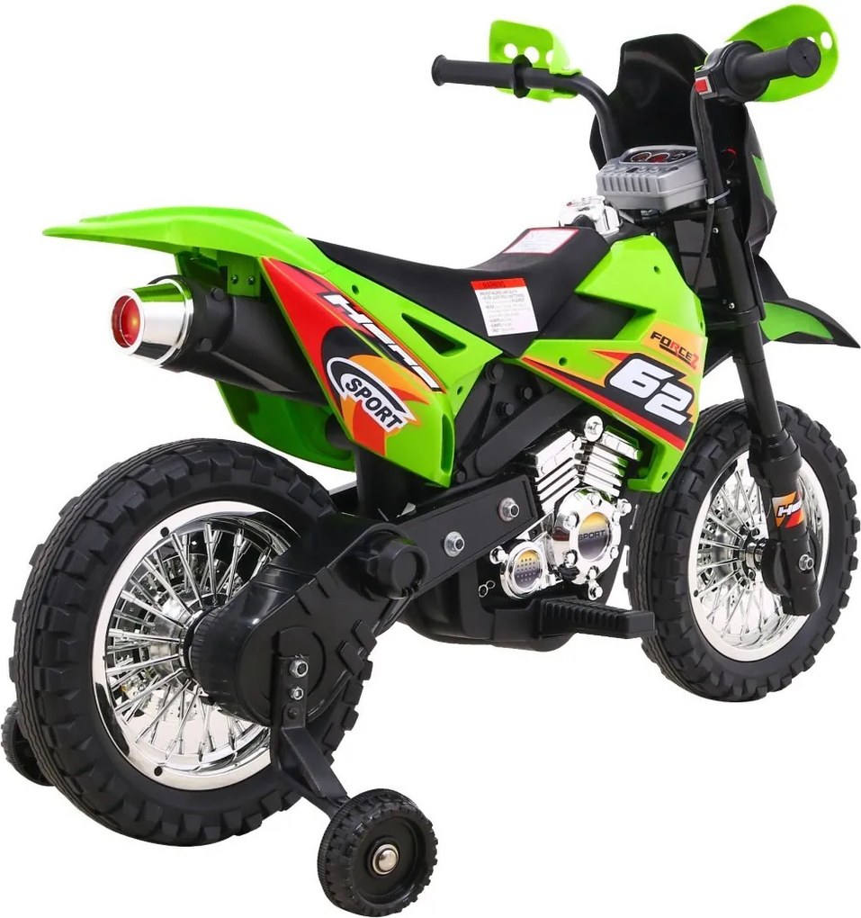 Ramiz Detský krížový bicykel Batériové vozidlo Zelené + asistenčné kolesá + LED zvuky