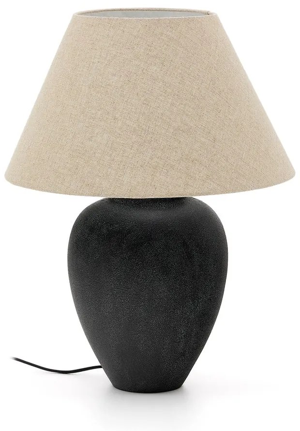 Čierno-béžová stolová lampa s textilným tienidlom (výška 60 cm) Mercadal – Kave Home