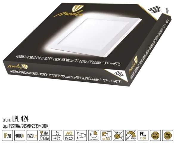 LED Stropné svietidlo LED/18W/230V 4000K 22,5x22,5 cm