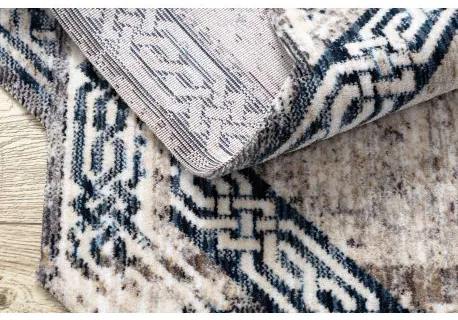 Moderný koberec TINE 75425B Rám, vintage, nepravidelný tvar, sivá, tmavo modrá Veľkosť: 195x195 cm