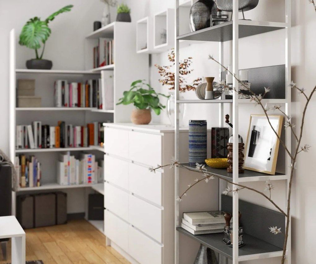 Regál LOFT 70 cm biely/šedý