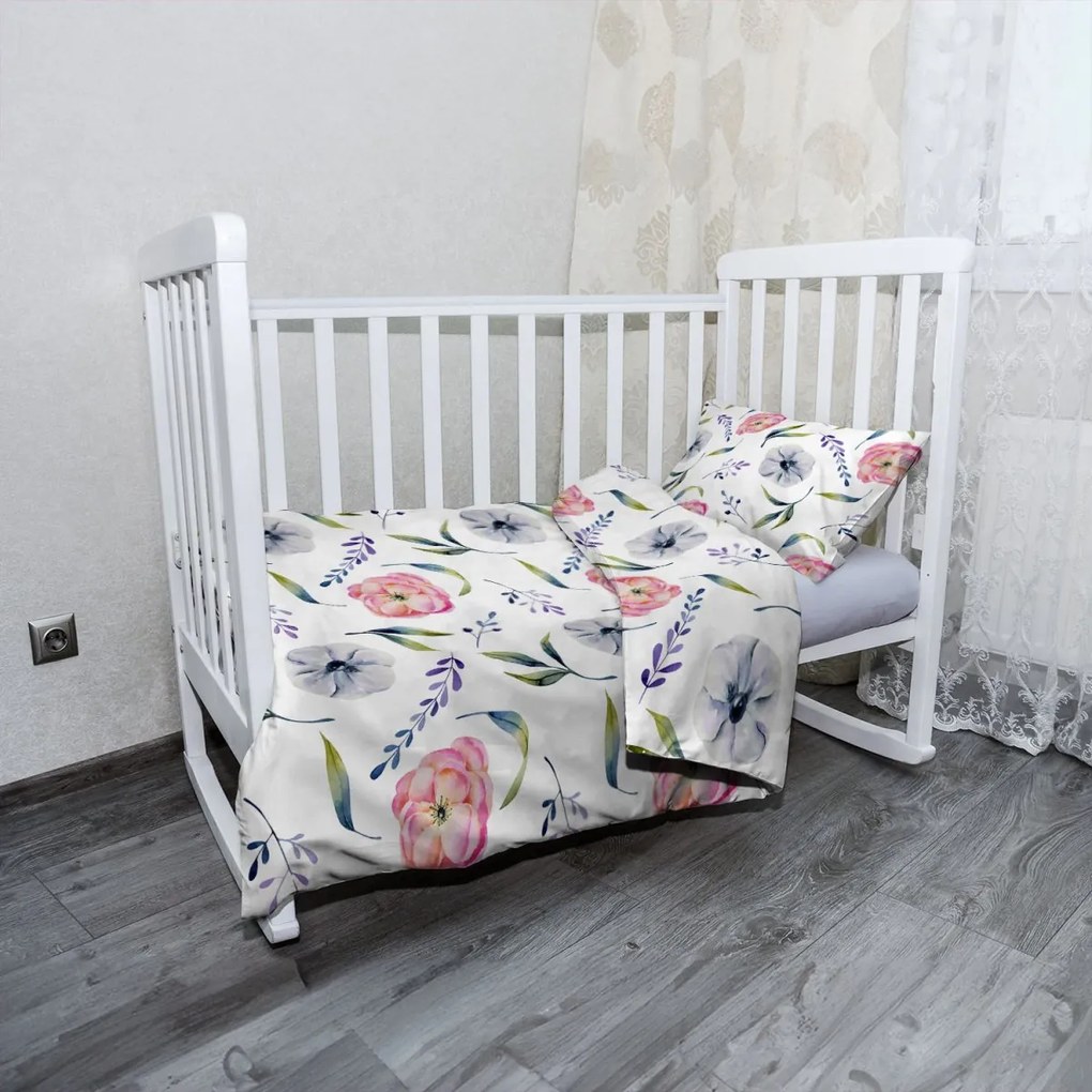 Sablio Mikroplyšové detské obliečky do postieľky Letné kvety - 100x135 / 40x60