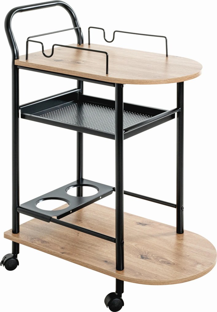XXXLutz SERVÍROVACÍ VOZÍK, čierna, farba duba, 65/35/83 cm - Barový nábytok - 001931038003